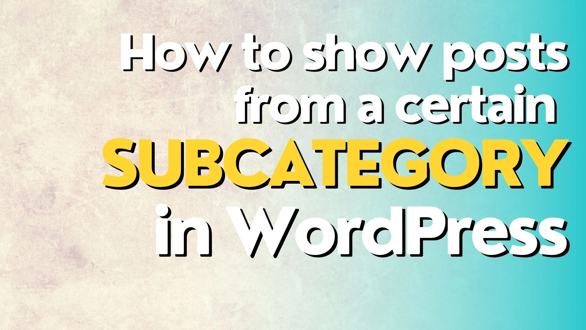 You are currently viewing How to show posts from a certain subcategory in WordPress
